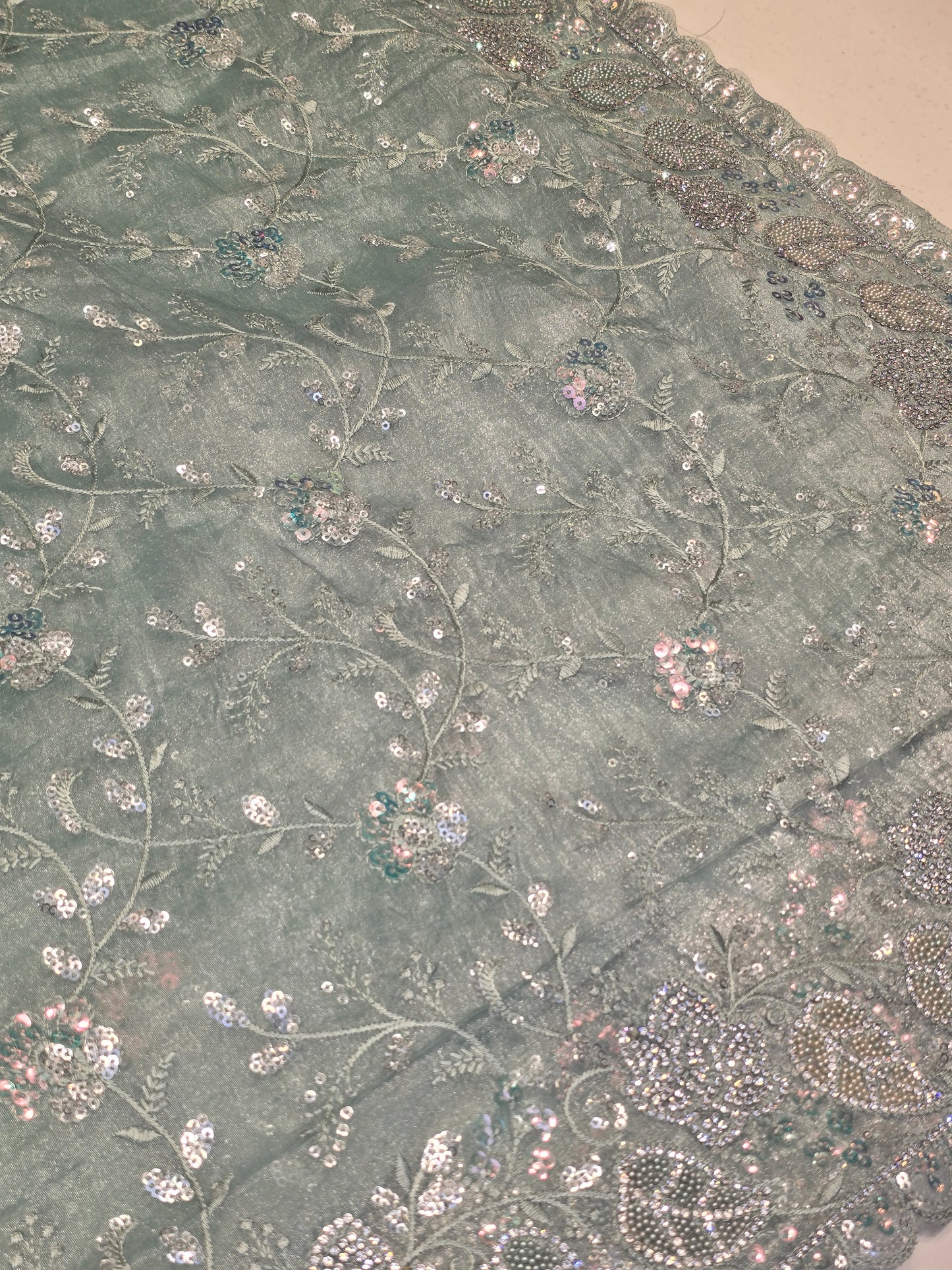 Bridal Fancy Organza Saree with Stone, Sequence & Embroidery Work | Party Wear