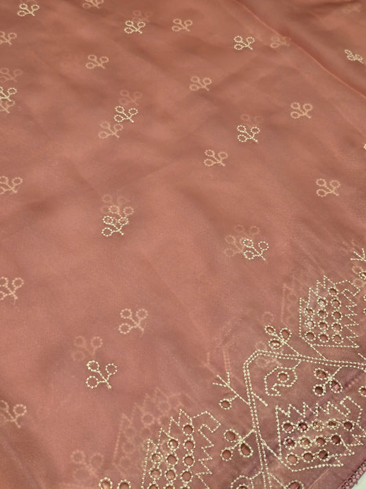 Class tissue with embroidery work fancy saree Festive wear
