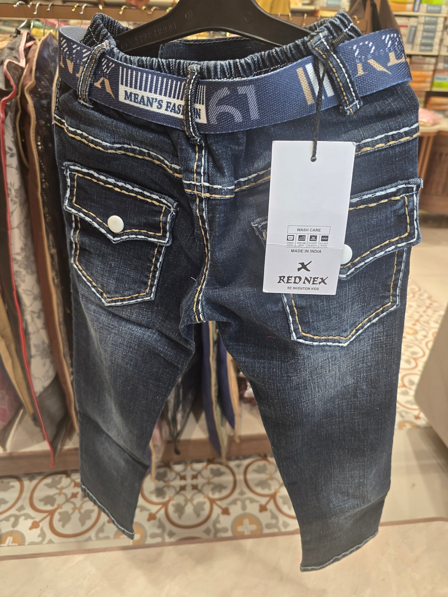 Denim Jeans with Thread Work on Pockets – Boys