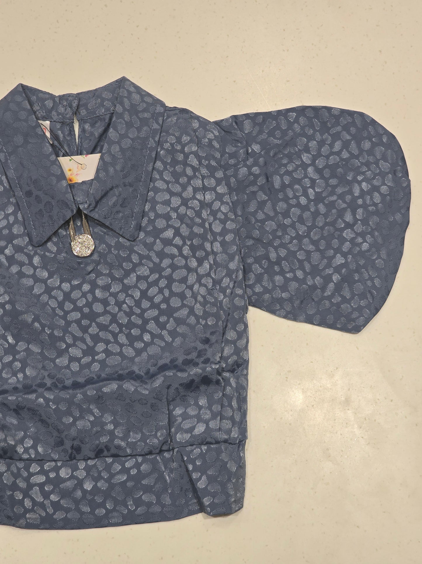 Girl Dark Blue Crepe Chiffon Fancy Top