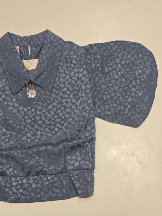 Girl Dark Blue Crepe Chiffon Fancy Top