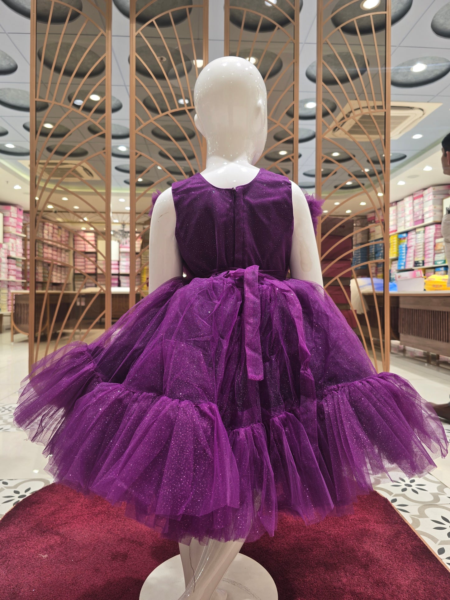 Girl Purple Glitter Knitted Party Short Frock
