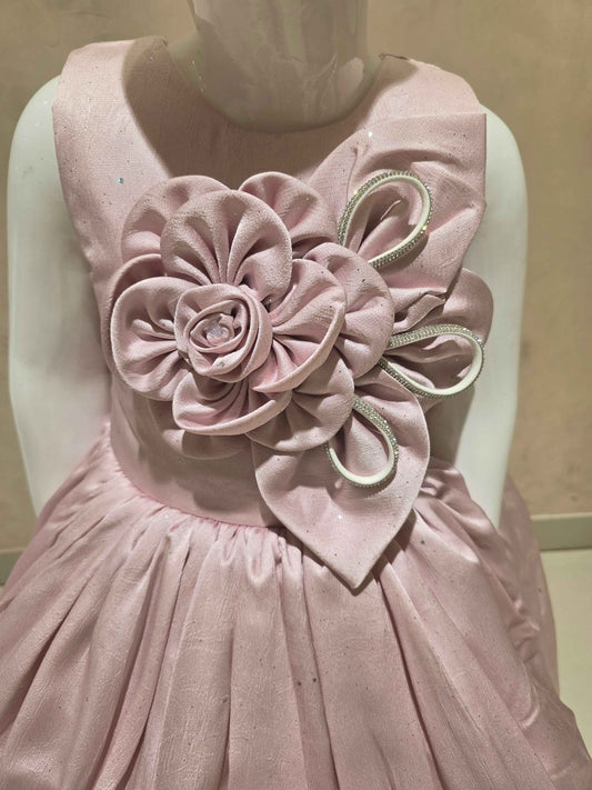 Lavender Satin Crepe Baby Frock for Girls