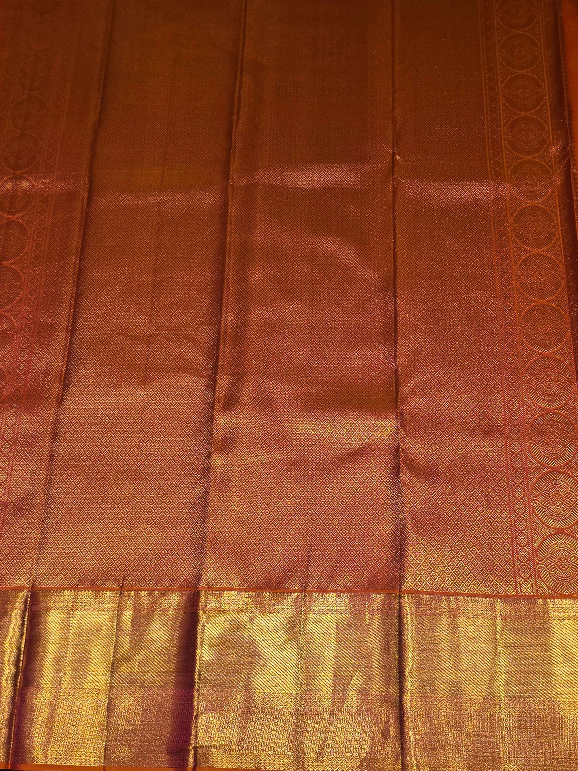 Handloom pure silk Kanjivaram saree with lehariya design with rich pallu