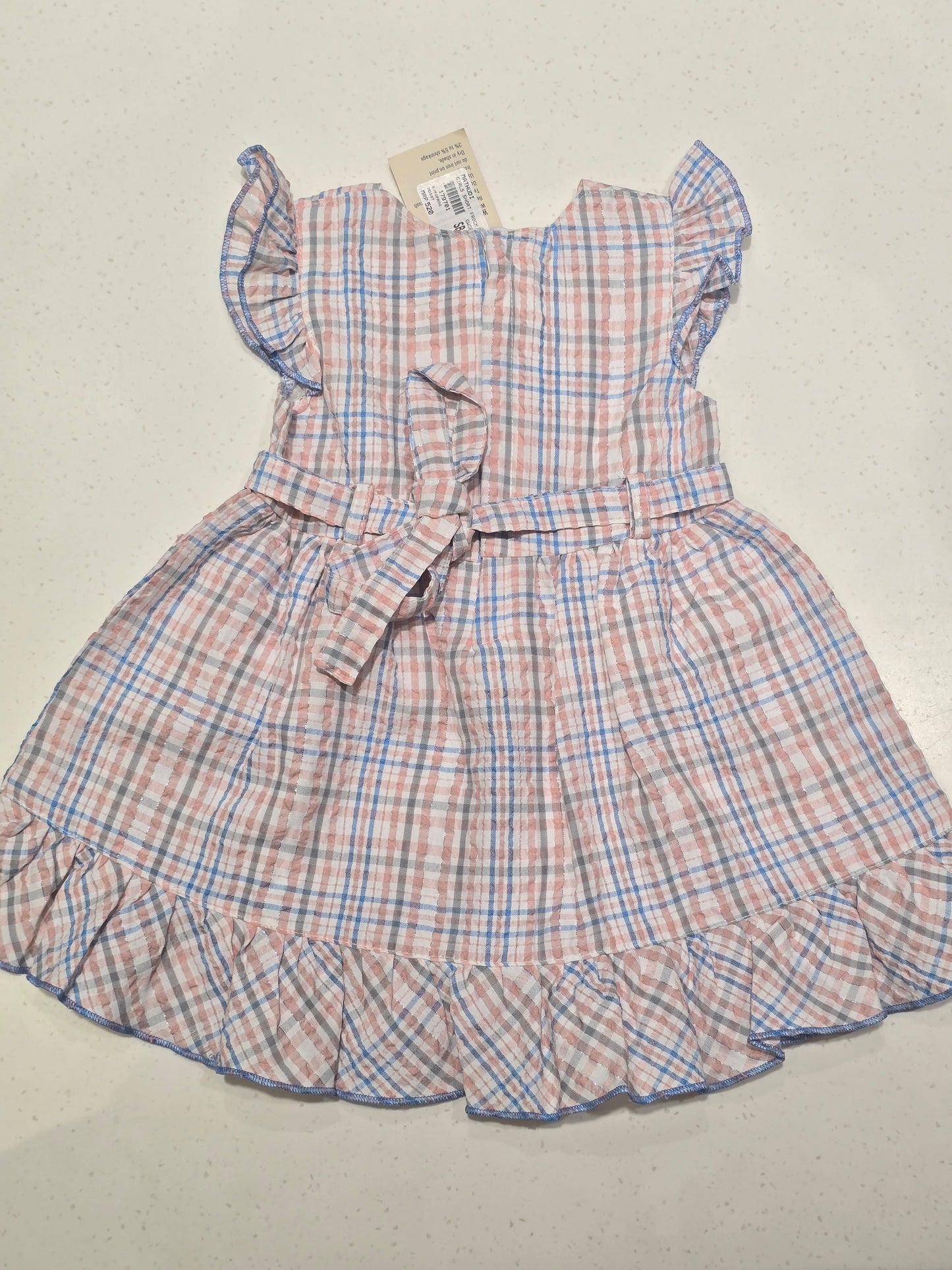 Baby Girls Multicolor Cotton Checked Frock