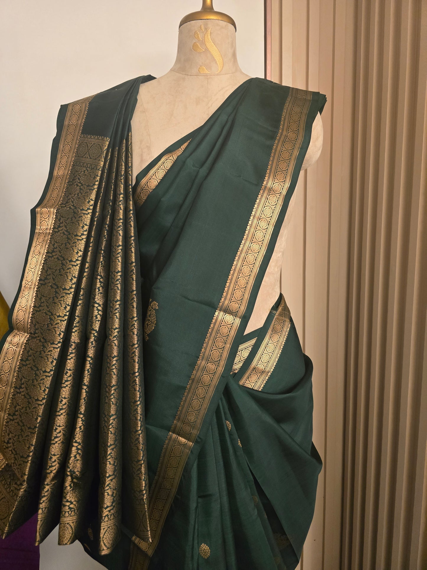 Bottle Green Pure Kanjivaram Silk Saree