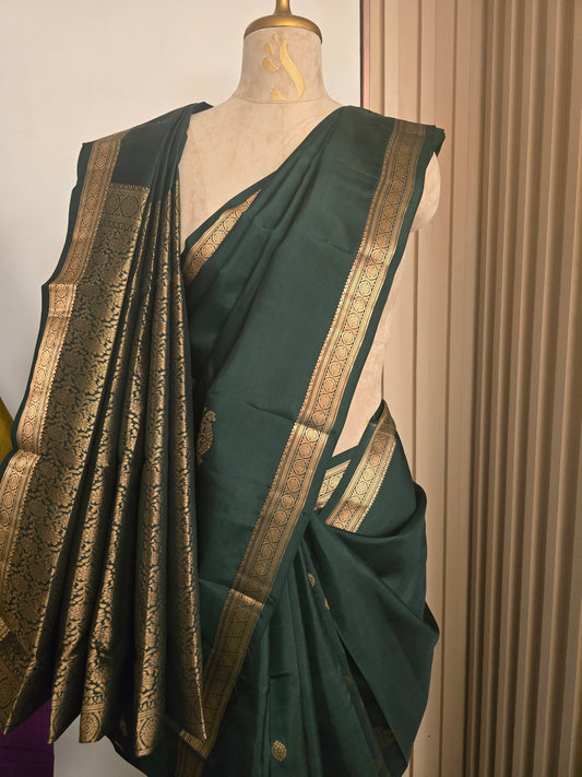 Bottle Green Pure Kanjivaram Silk Saree
