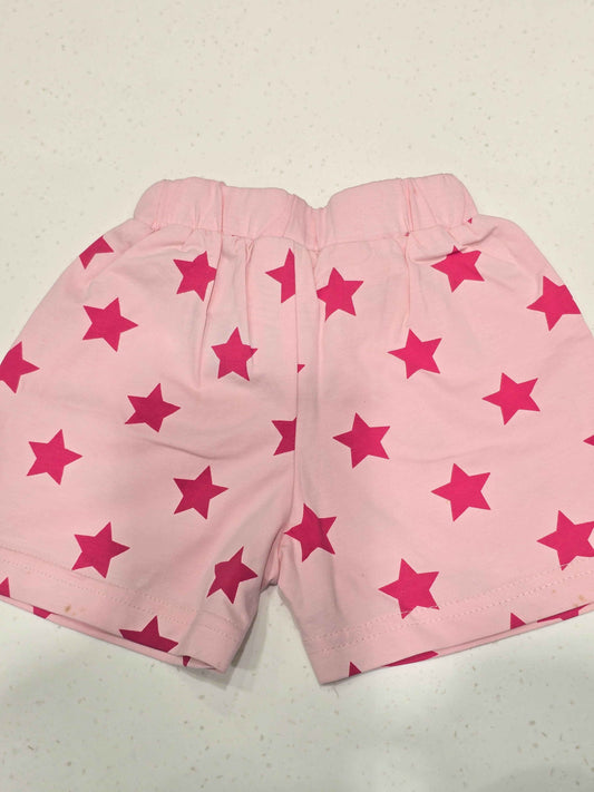 Cotton material baby pink color shorts with star prints