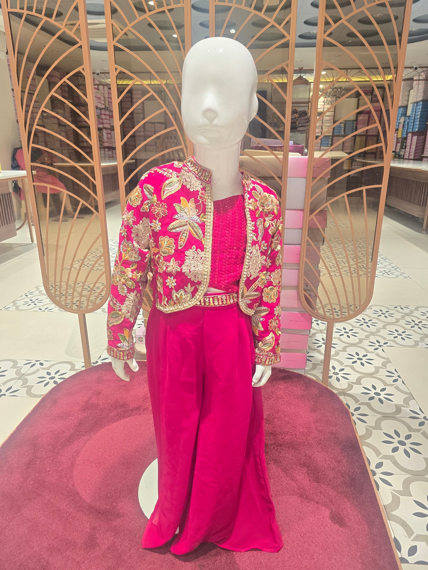 Red Chiffon Sharara Set for Girls