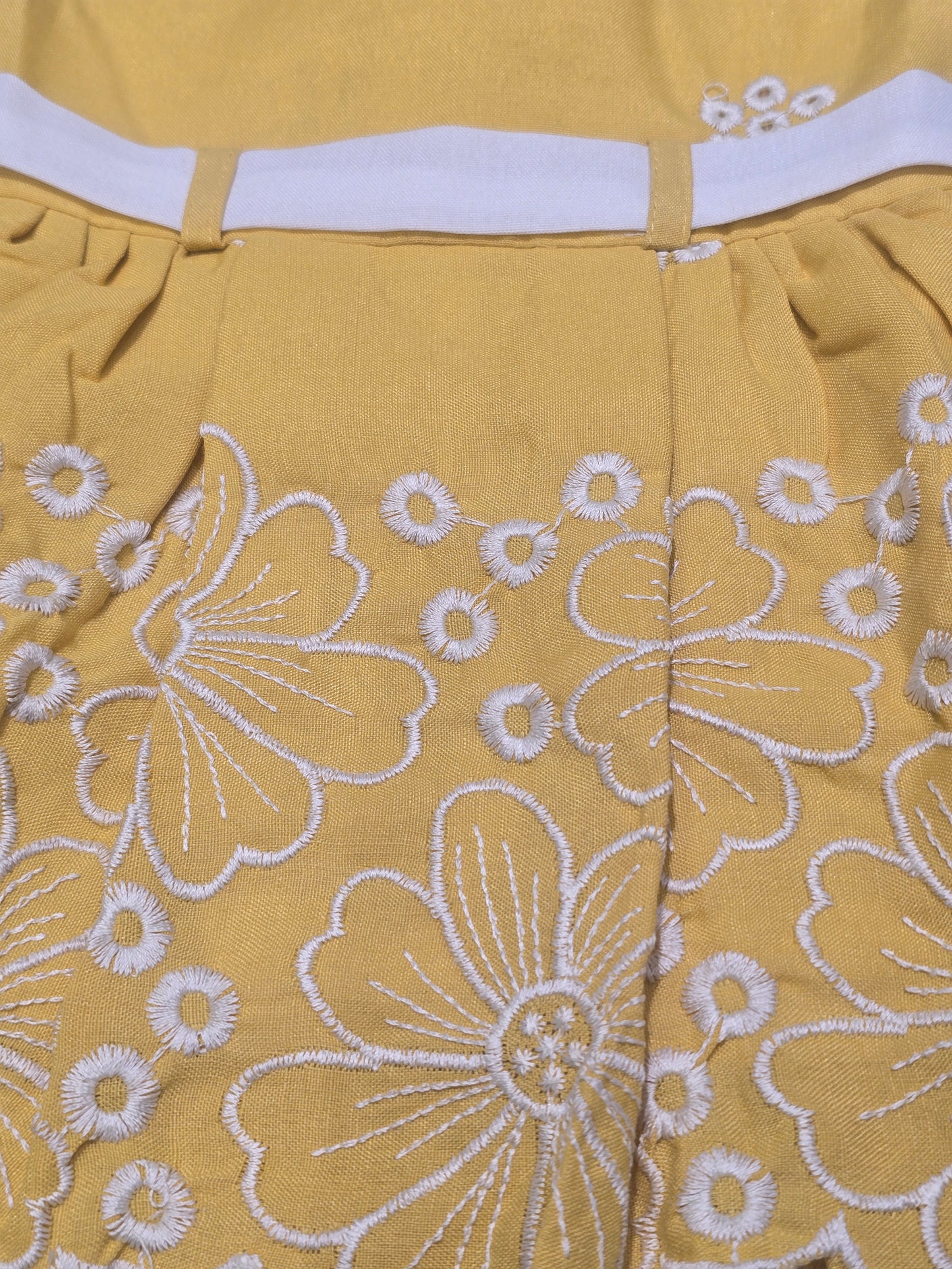 Baby Girls Lemon Yellow Cotton Embroidered Frock