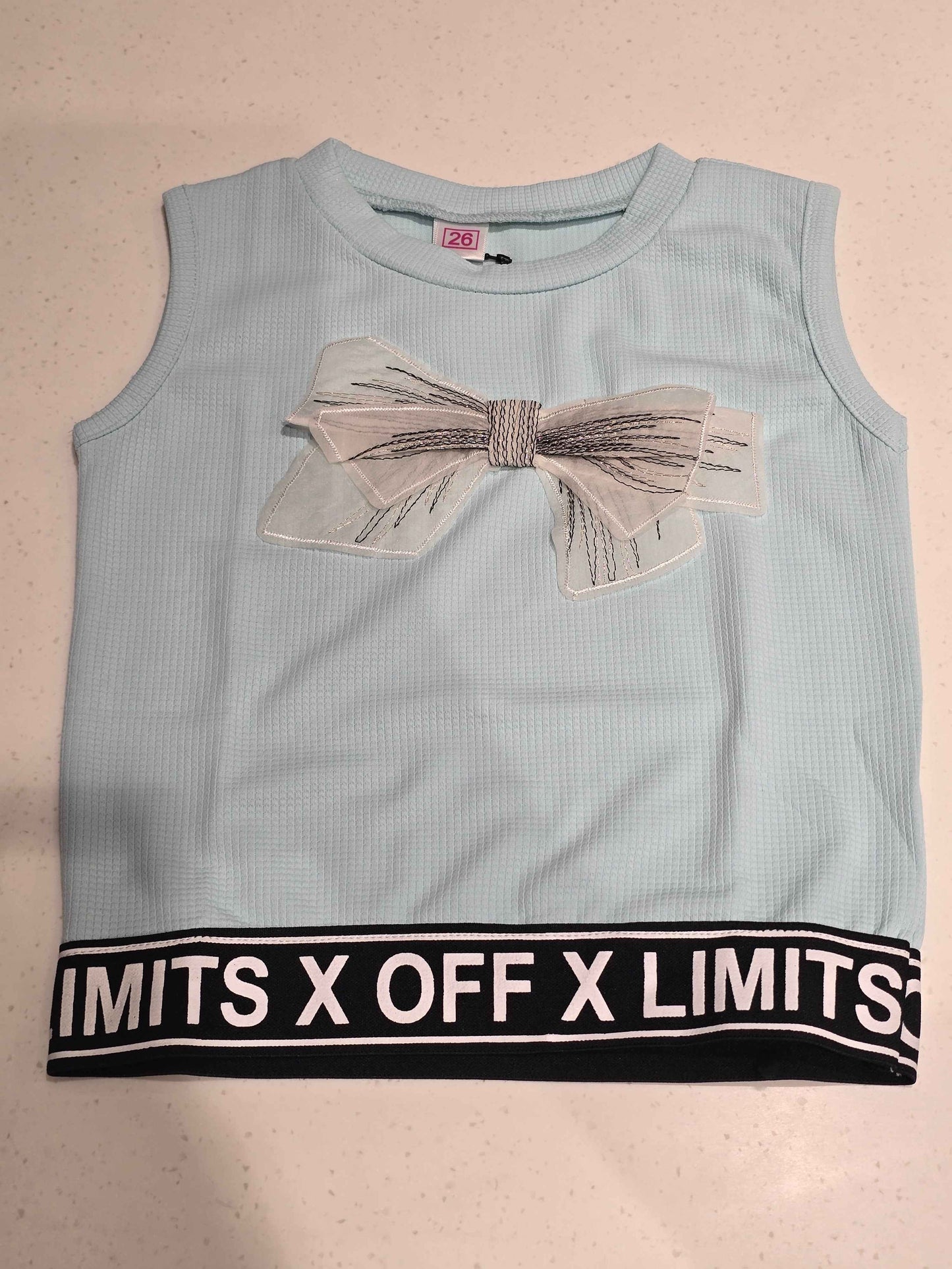sky blue sleeveless hosiery outfit