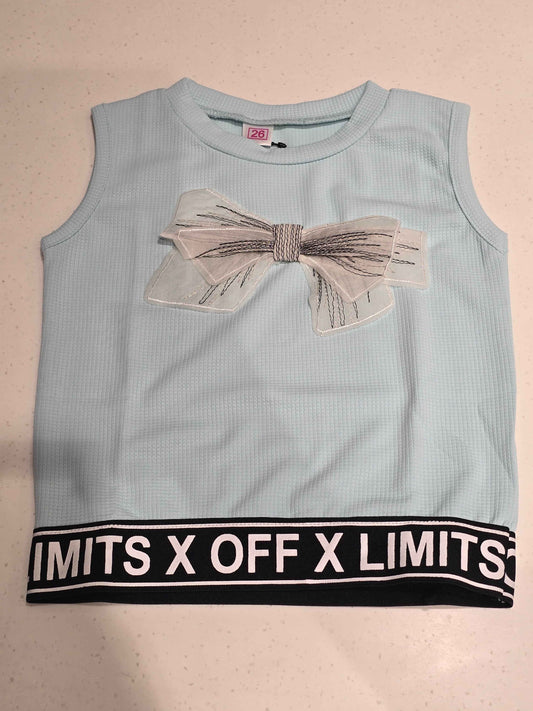 sky blue sleeveless hosiery outfit
