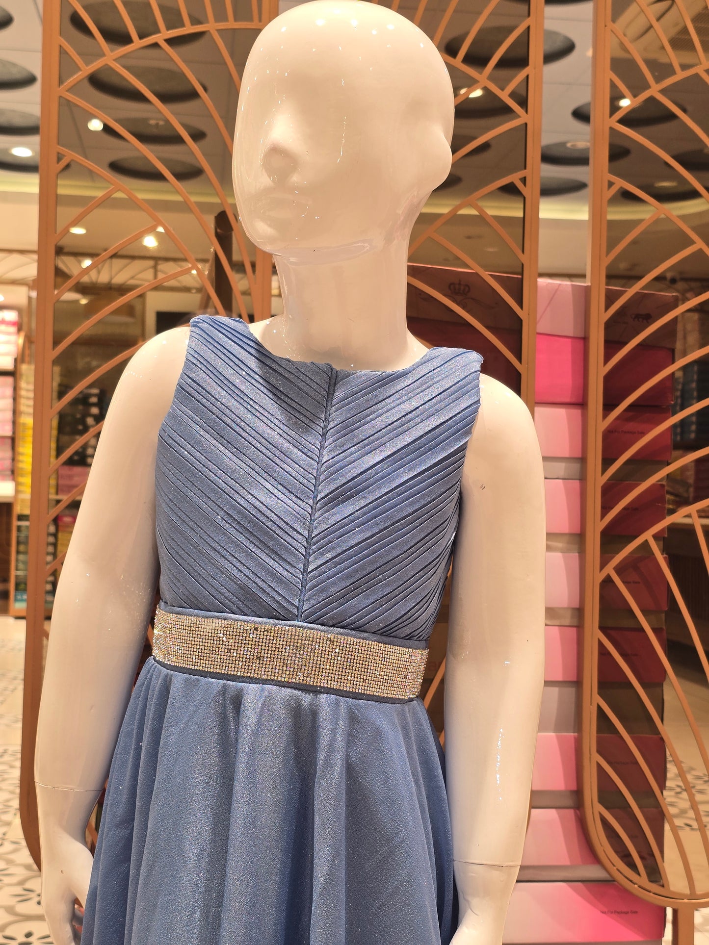 Shimmer material westren Gown full sleeves inner stylish thik belt  design