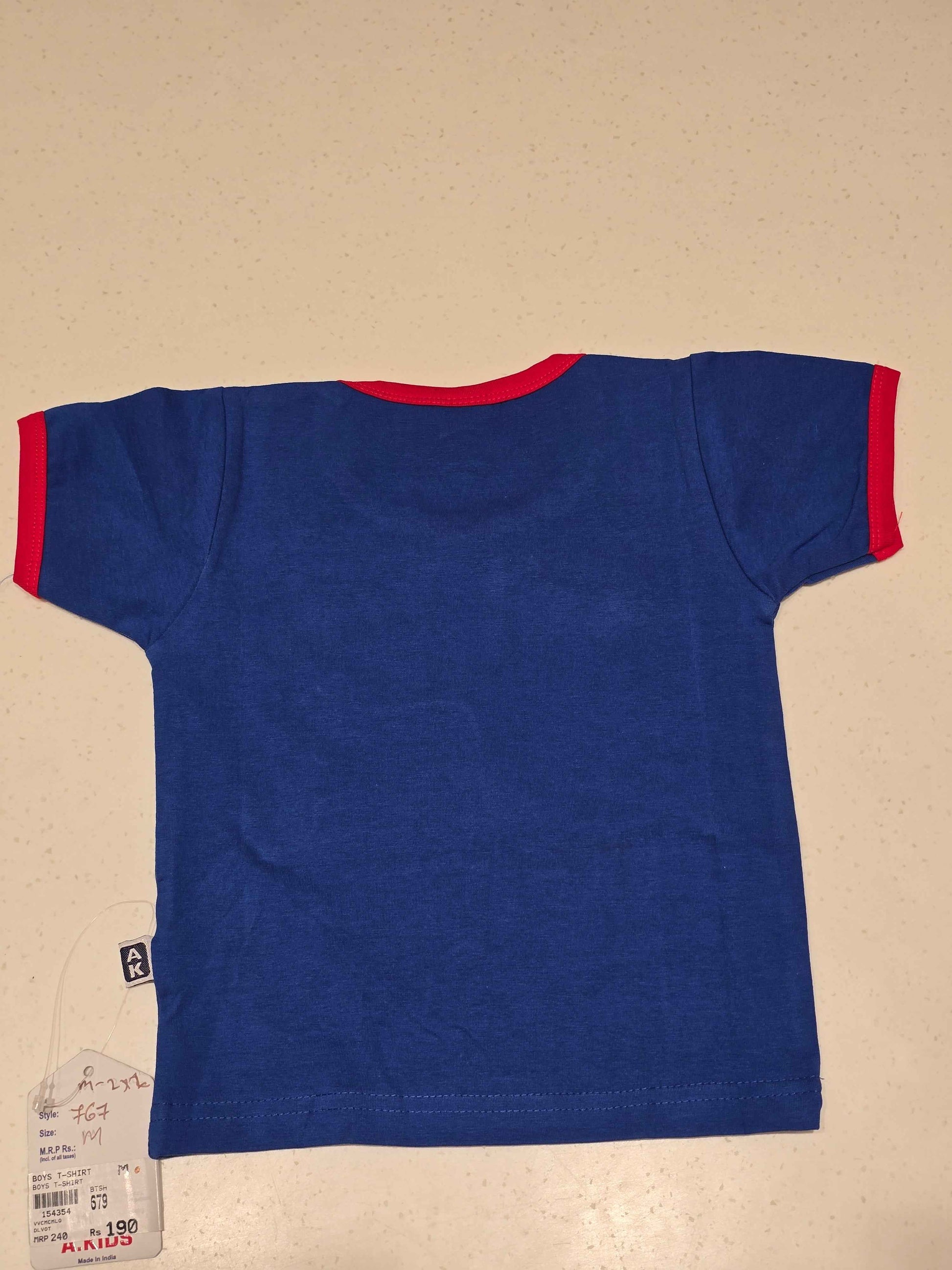 Baby Boys Blue Cotton Half Sleeve T Shirt