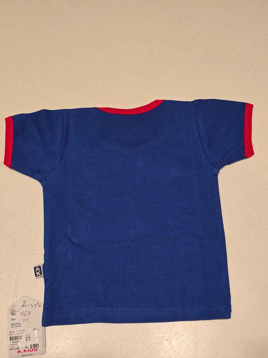 Baby Boys Blue Cotton Half Sleeve T Shirt