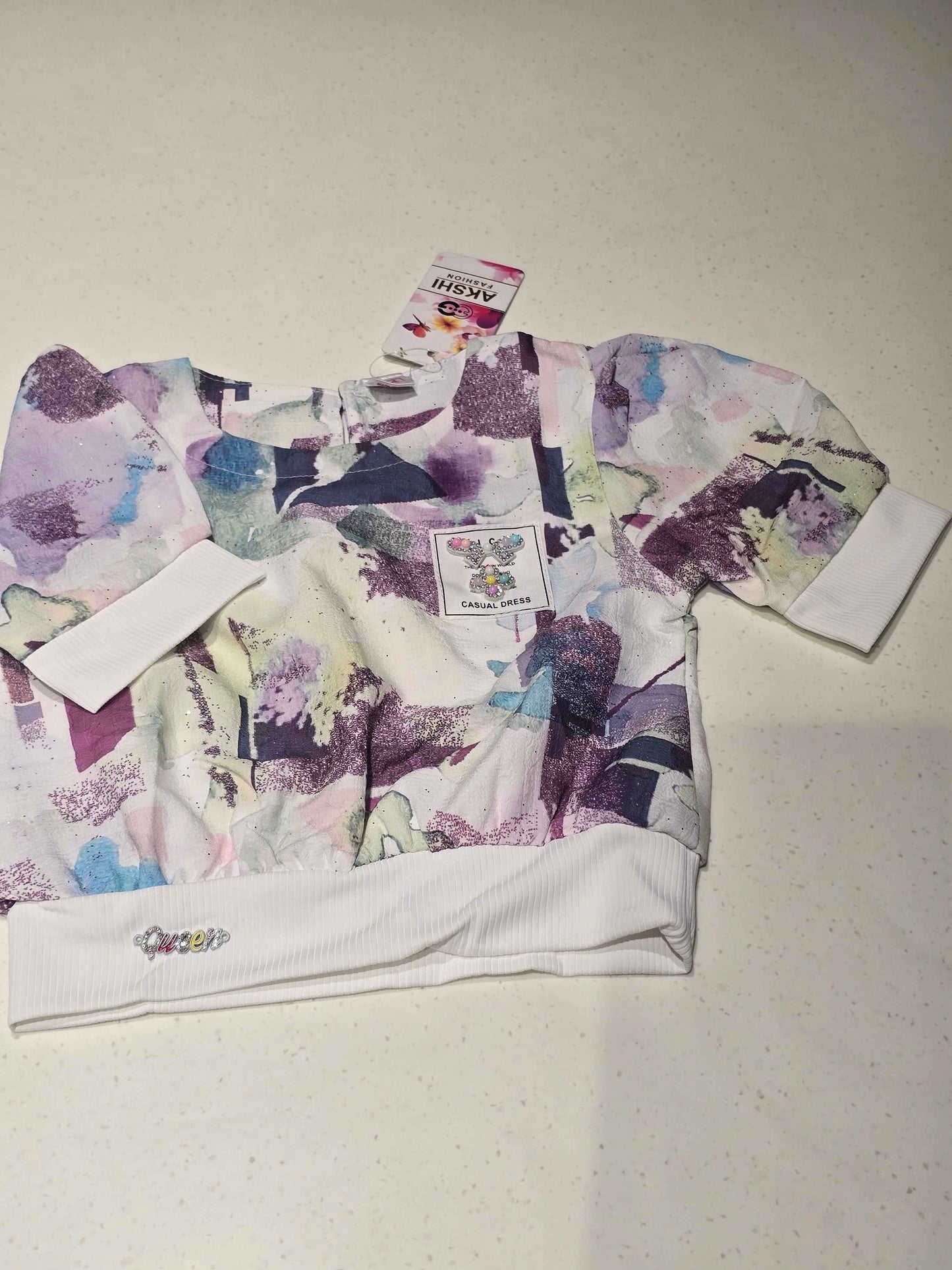 Multi shades Lycra Material western top round neck