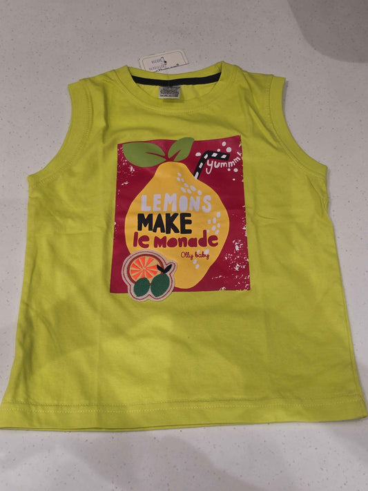 Boys Yellow Cotton Printed Half Sleeve T-Shirt