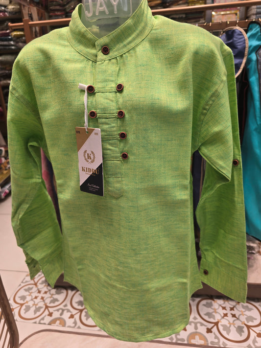 Cotton Half Kurta for Boys | Full Sleeves | Premium Summer Wear | Soft Fabric Traditional Kurta – Age 6 to 7, Size 26