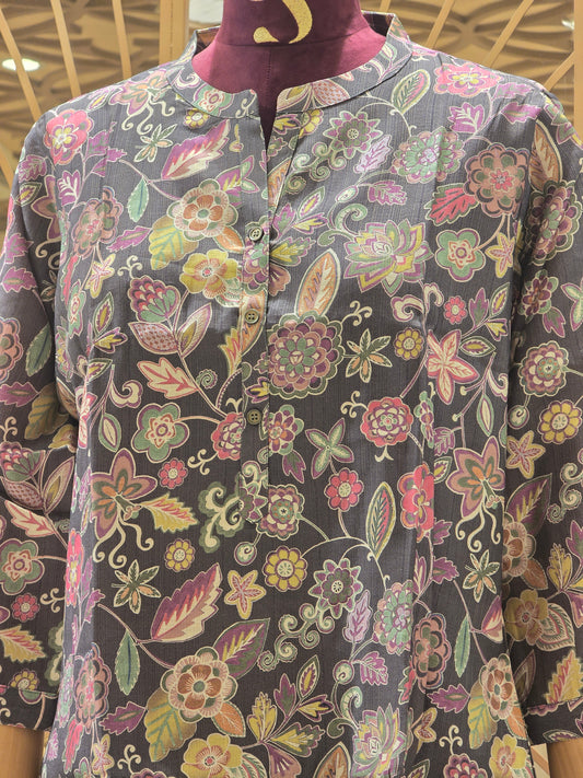Multi Colour Printed Cotton Short Kurta for Women