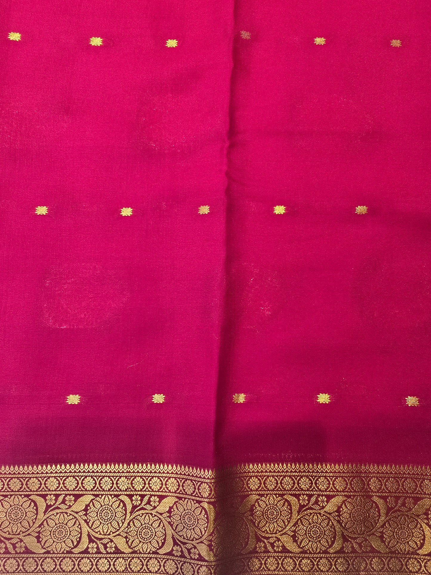 Pure Mysore Crepe Silk Saree with Butta Design and Traditional Zari Border | Lightweight Festive & Wedding Wear Saree