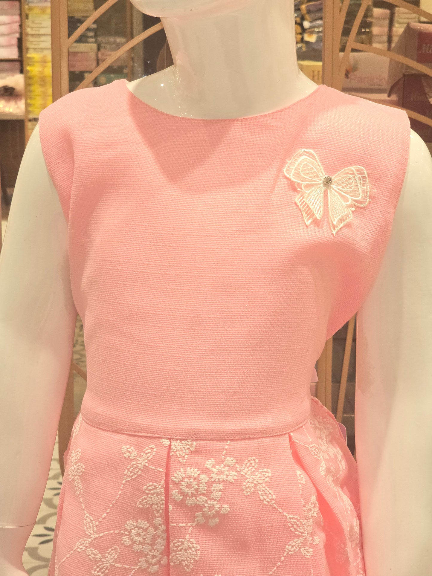 Girls Baby Pink Cotton Rubber Print Frock