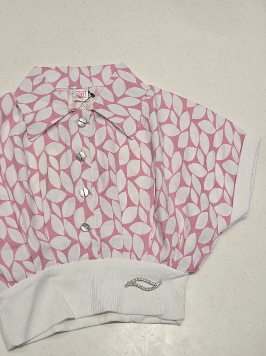 Girl Pink White Butterfly Cotton Fancy Top
