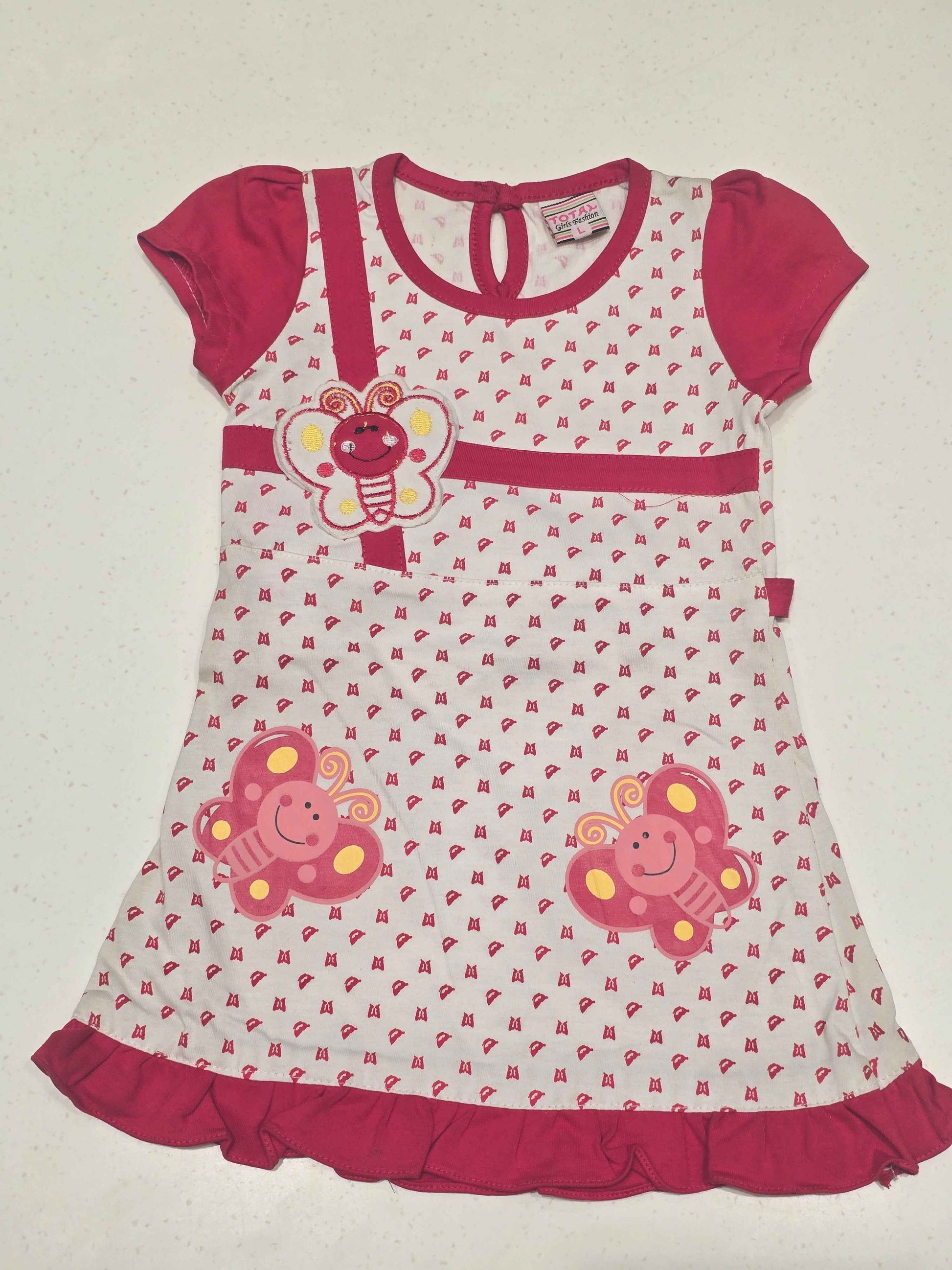 Baby Girl Red Cotton Polka Dot Frock