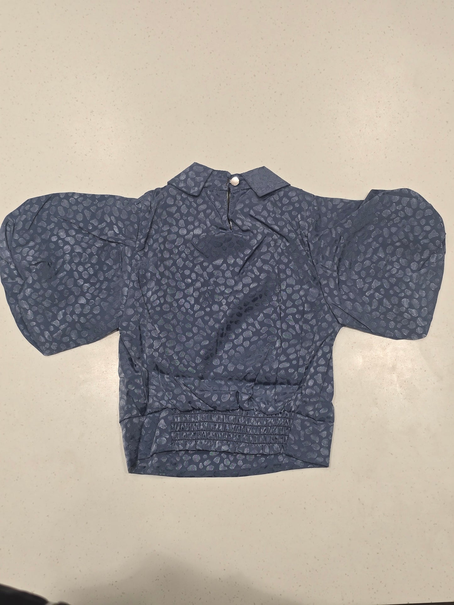 Girl Dark Blue Crepe Chiffon Fancy Top