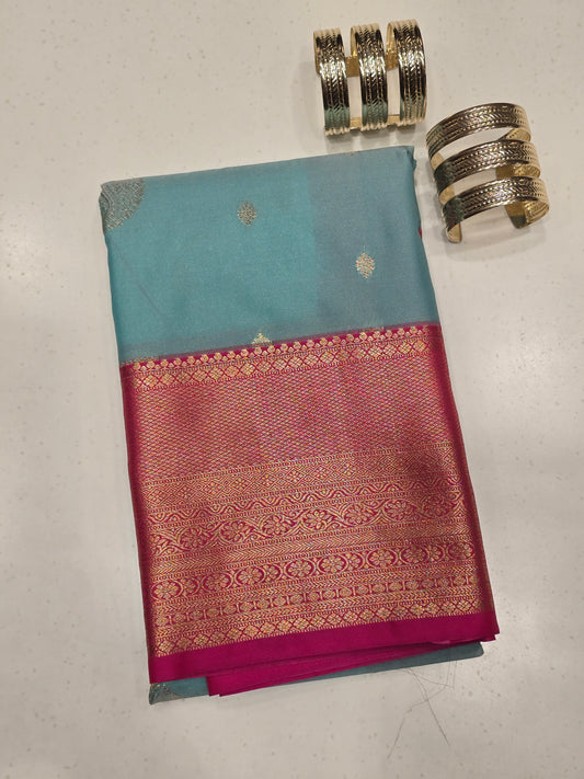 Semi Kanjivaram Silk Saree with Rich Pallu