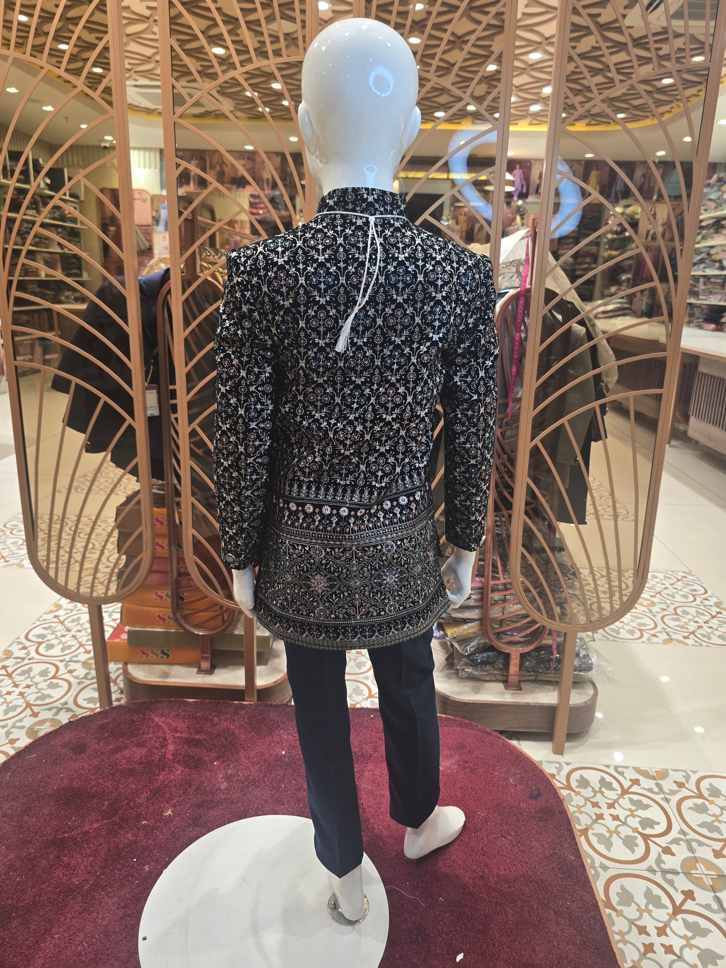 Teal Blue Velvet Junior Indo-Western With Embroidery & Micro Sequins Work (2-Layer Maala)