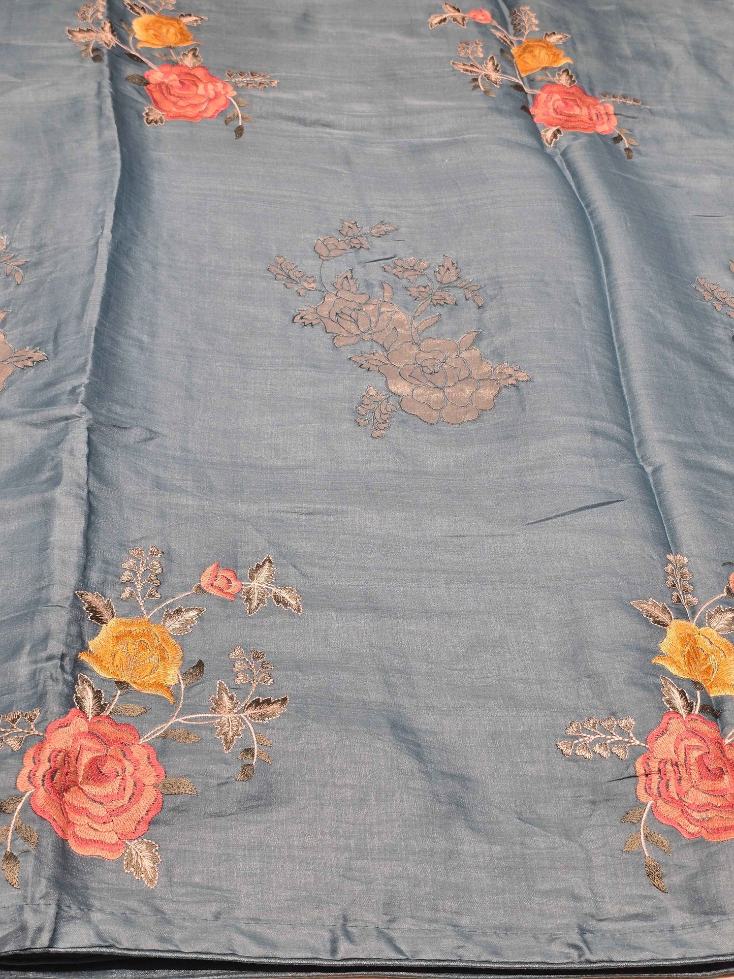 Tussar material multi colour flower designer saree