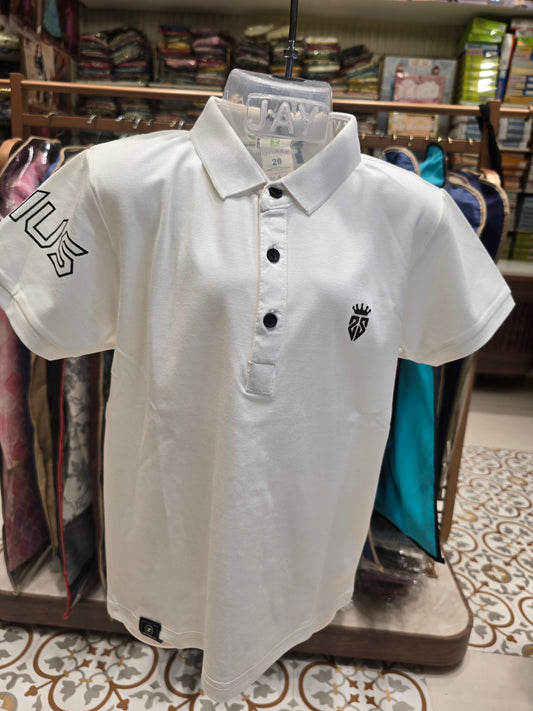 Lycra White T-Shirt with Half Sleeves – Boys