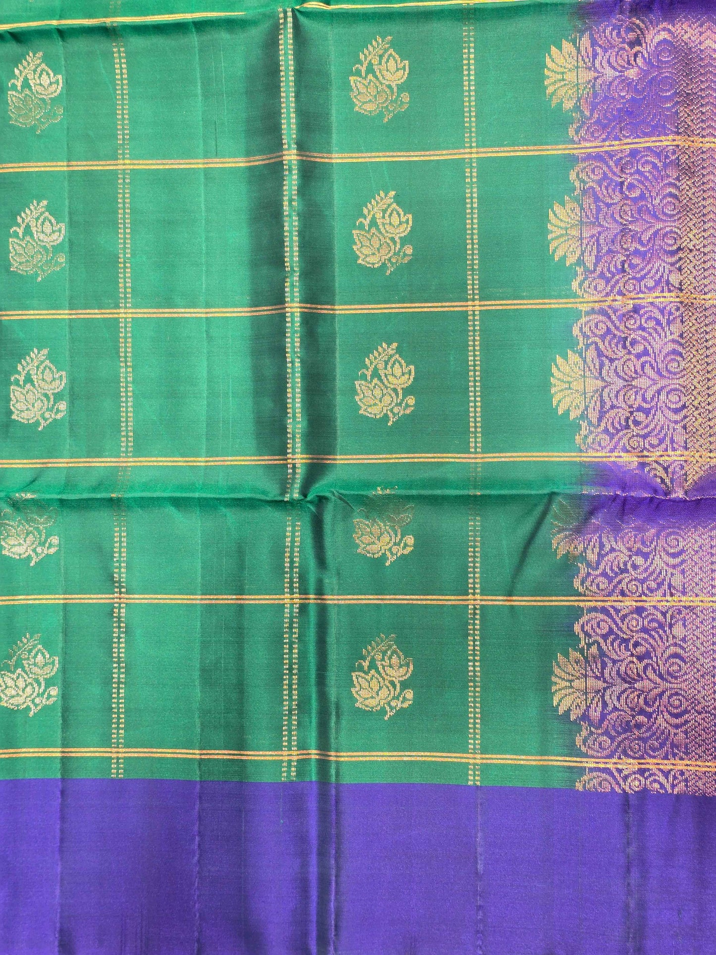 Pure softsilk saree , checked pattren with rudrakshi peacock motifs