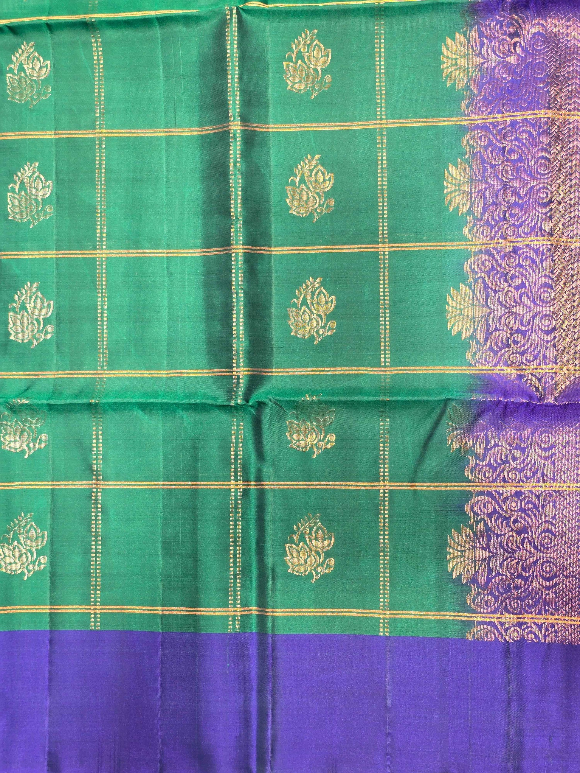 Pure softsilk saree , checked pattren with rudrakshi peacock motifs