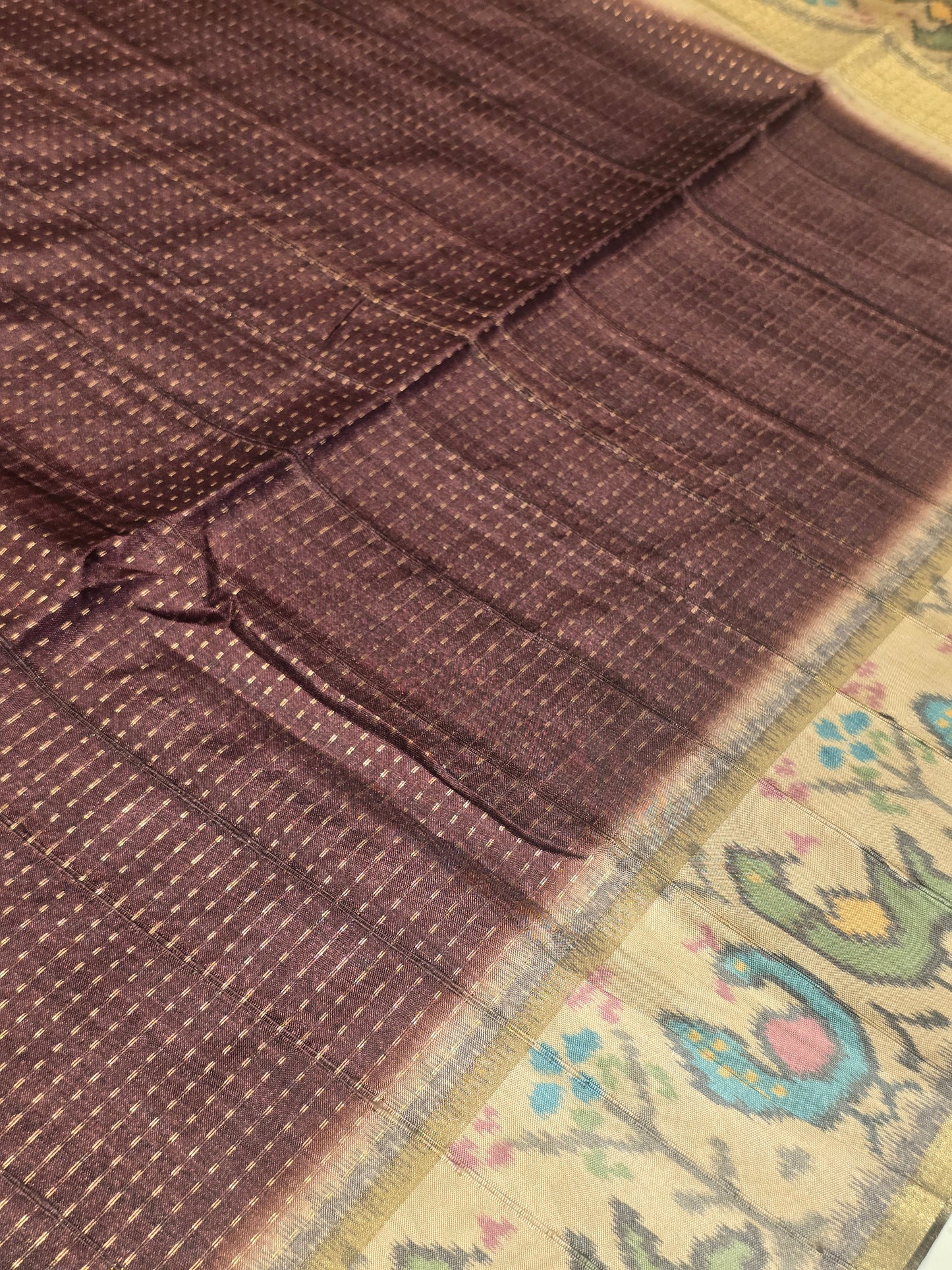 Soft Tussar Silk Saree with Jute Pallu & Fine Jari Lines | Beige Art Blouse | Lightweight Normal Wear Saree