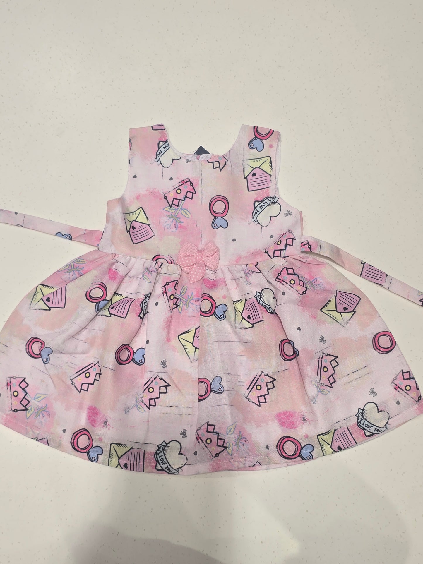 Baby Girl Baby Pink Cotton Printed Frock