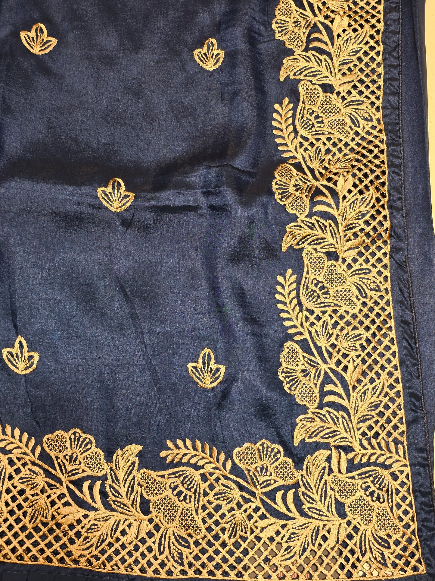 Maroon Tussar Saree with Golden Embroidery Border