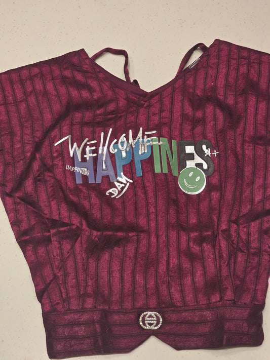 Satin material maroon color butterfly top