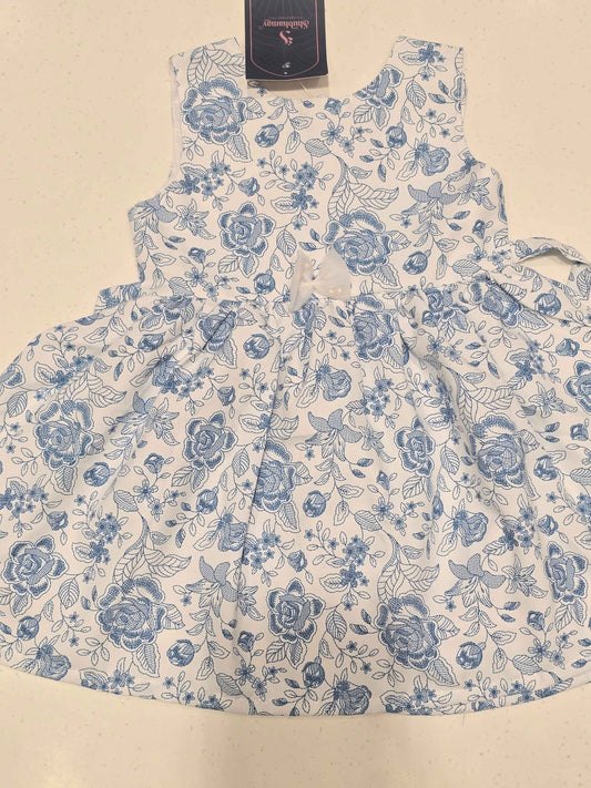Baby Girl White Cotton Printed Frock
