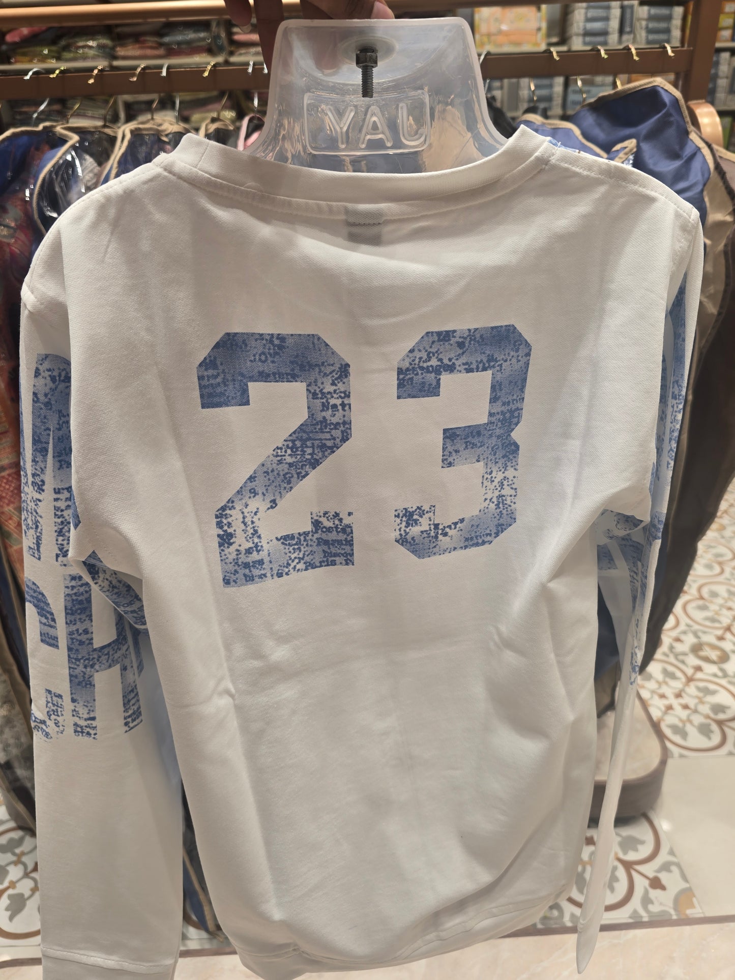 White & Pista Imported Rubber Print Full Sleeve Boys T-Shirt with Front & Back Stylish Print