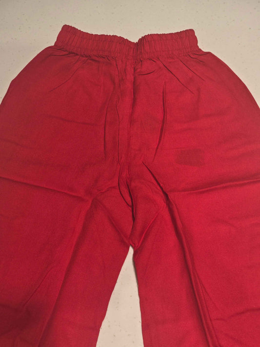 Girls Red Cotton Palazzo Pant
