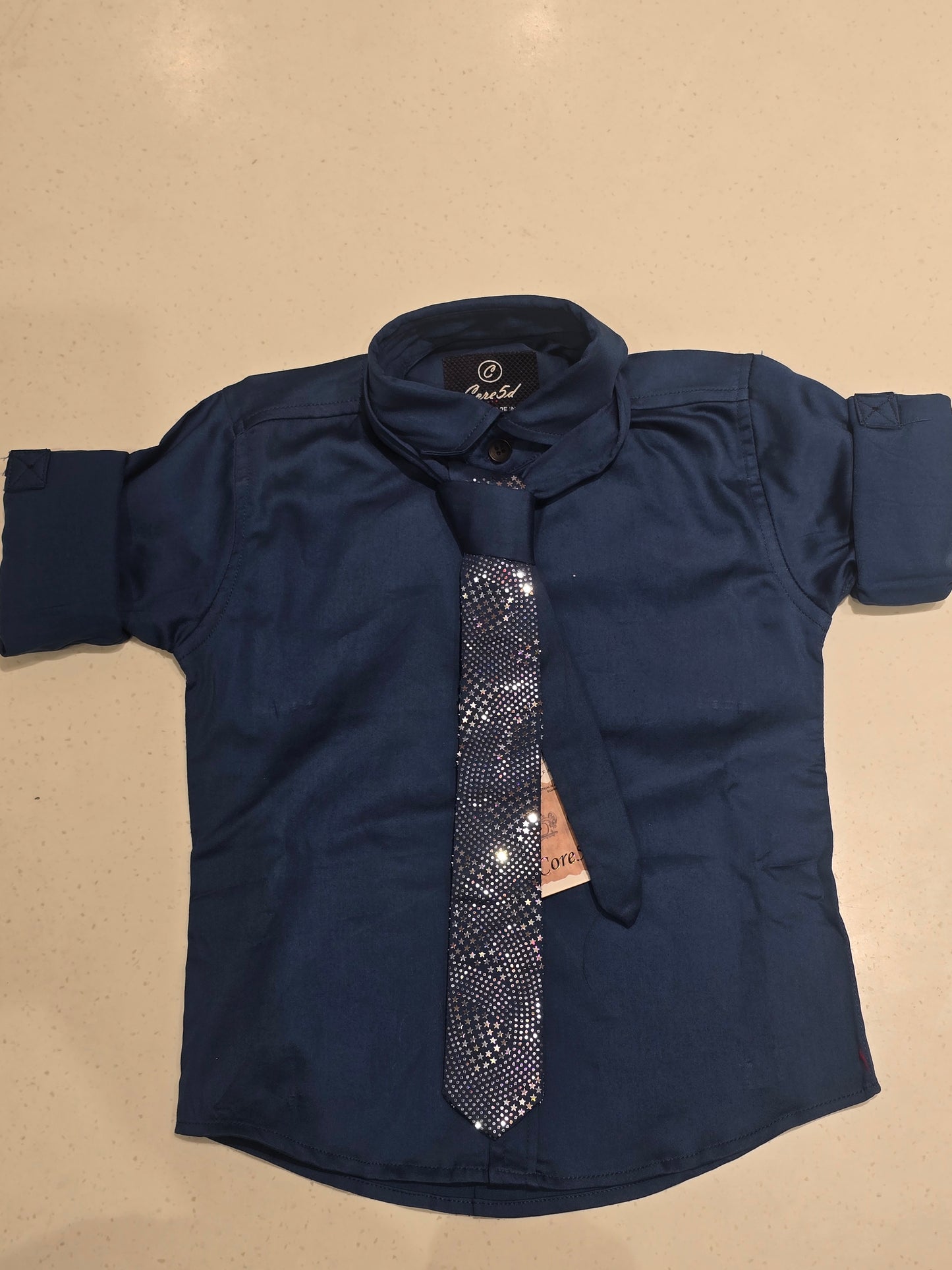Satin cotton material maroon color shirt for boy with detachable designer tie