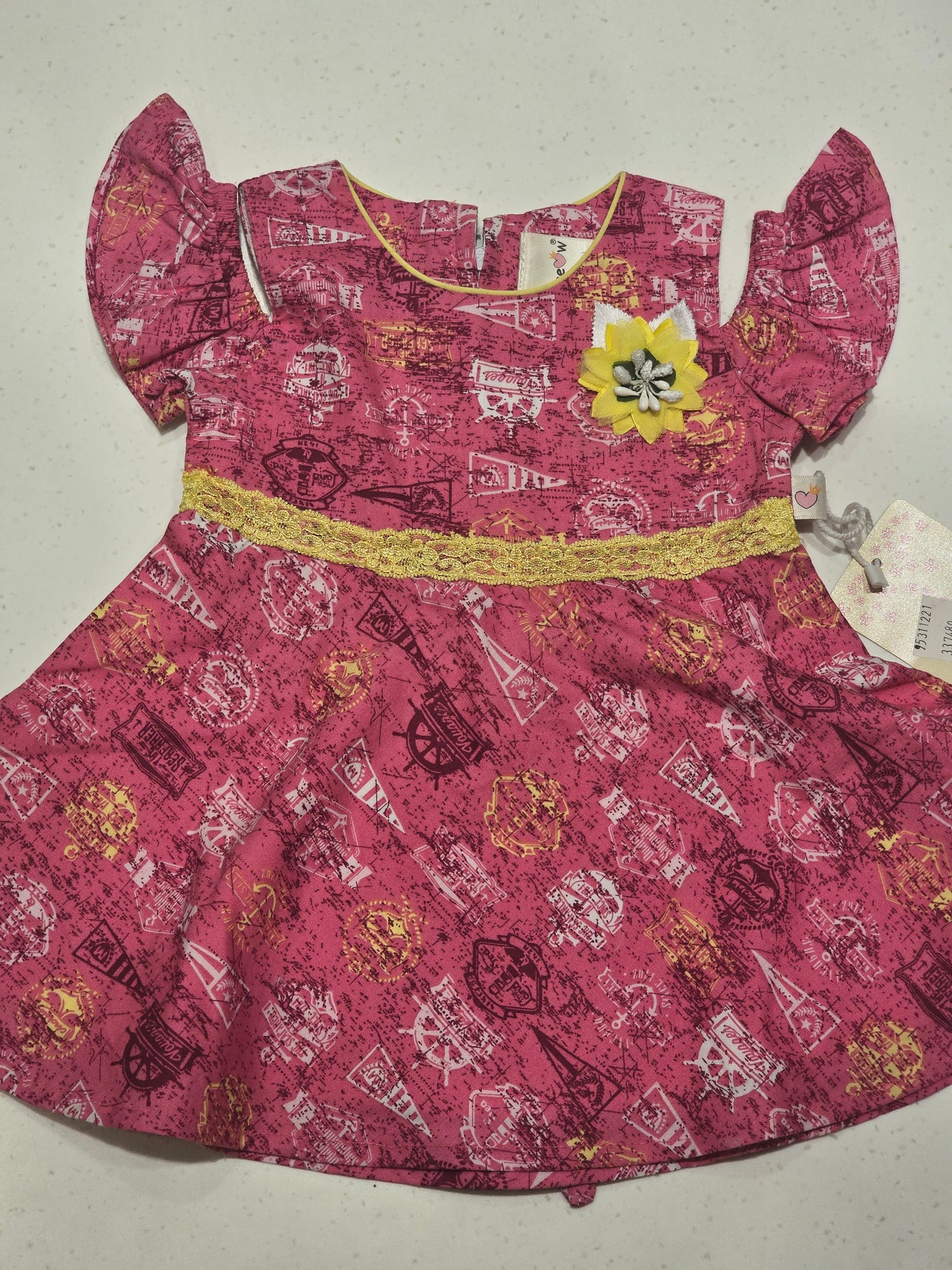 Baby Girls Gray Cotton Cold Shoulder Frock