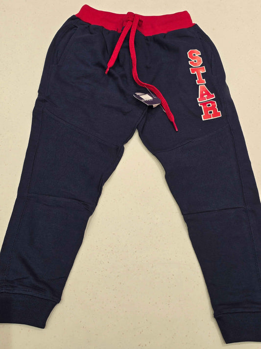 Cotton material blue color pant for boy with red color round Elasticable
