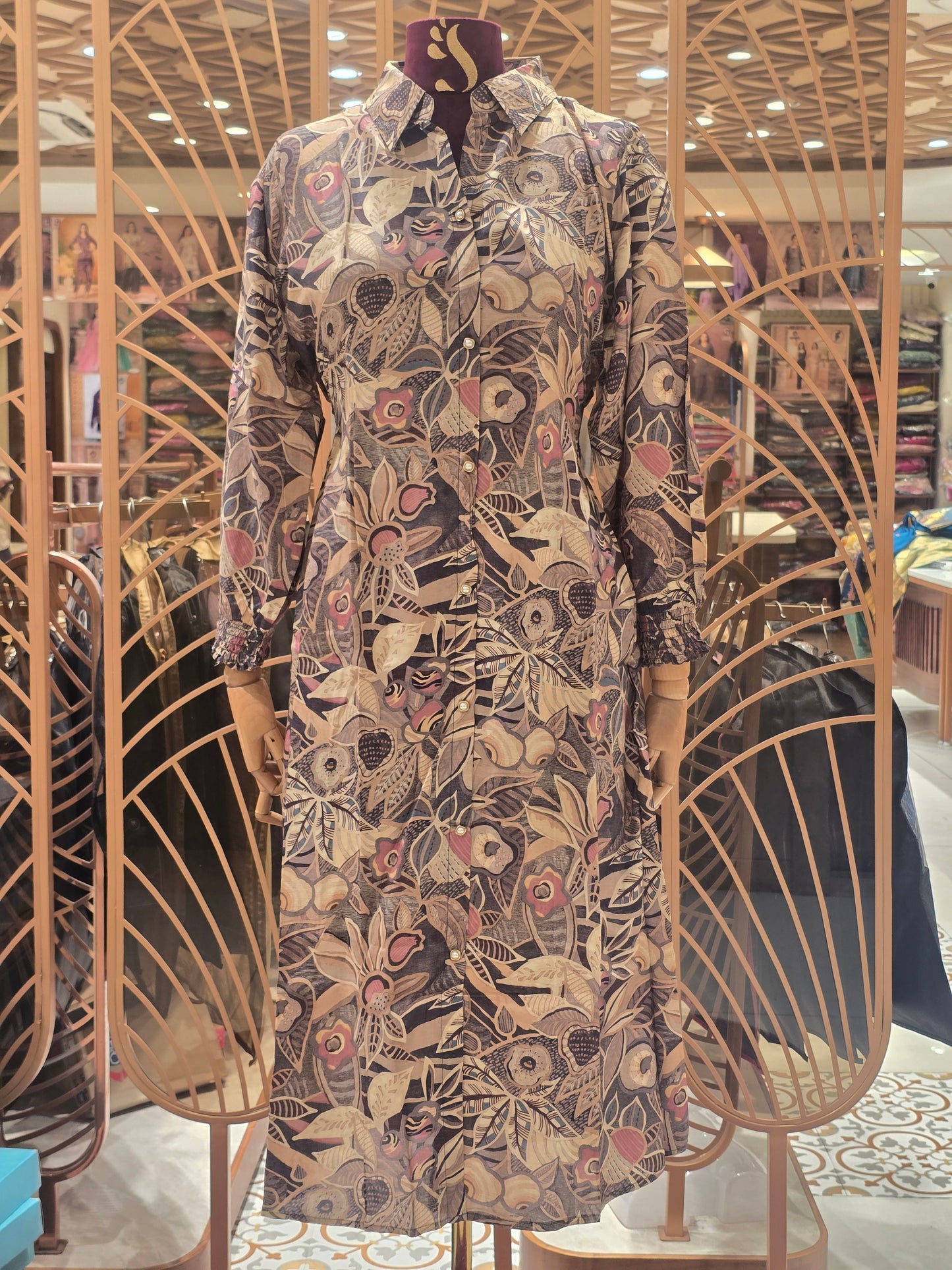 Printed cotton material kurta top with full sleeves