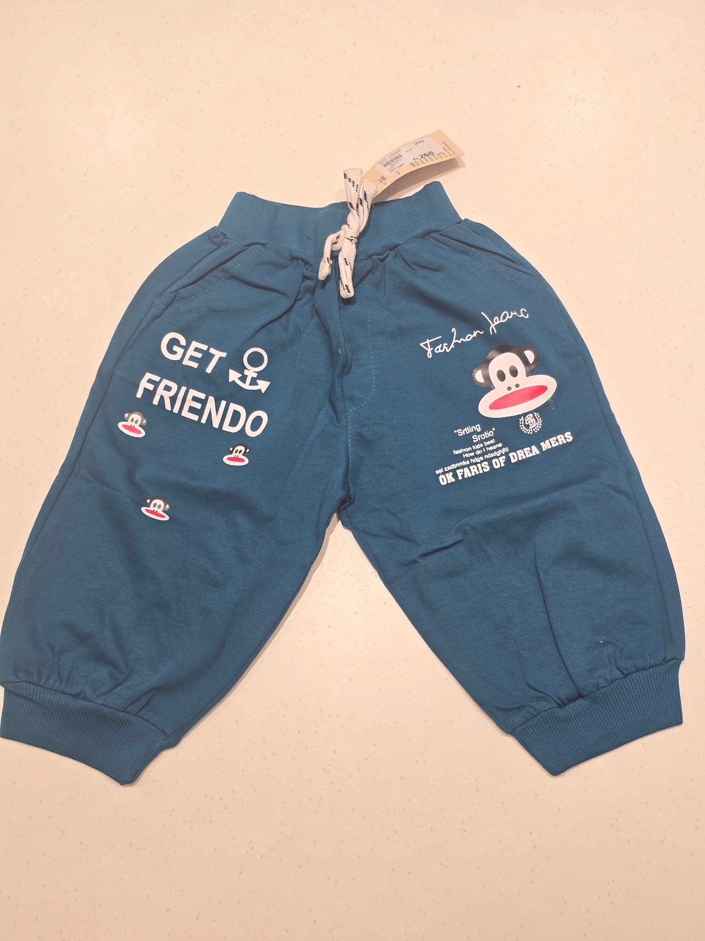 Cotton material Rama blue color ¾ with rubber prints