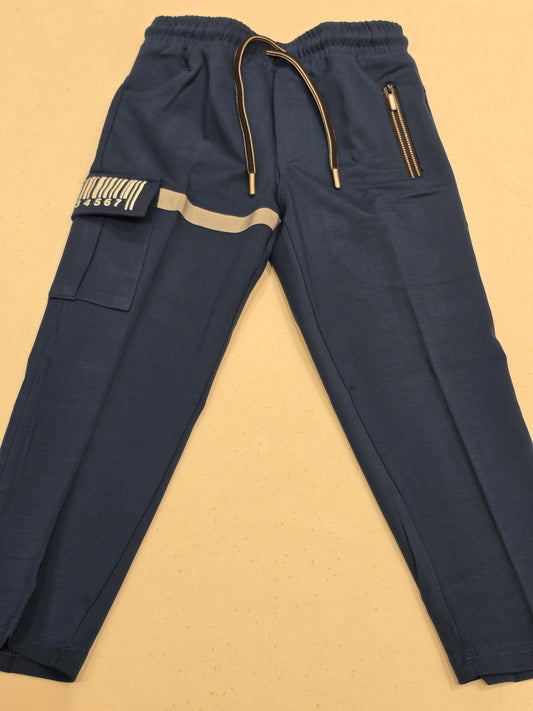 Teal Blue Jersey Casual Trouser with Elastic Waist for Boys