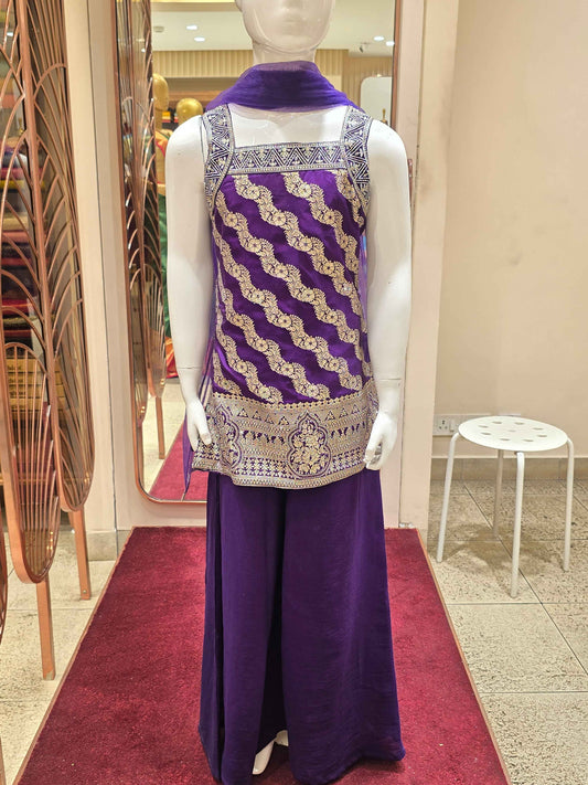 elegant purple ethnic sharara/palazzo suit set,