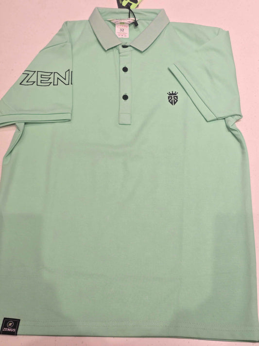 Imported Material sea green color tshirt for boy with colar neck
