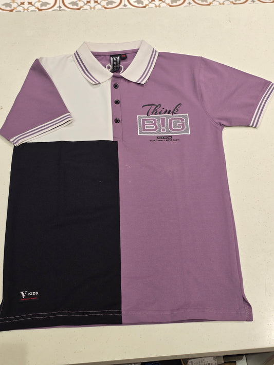 Purple White and Black Lycra Polo T-Shirt for Boys